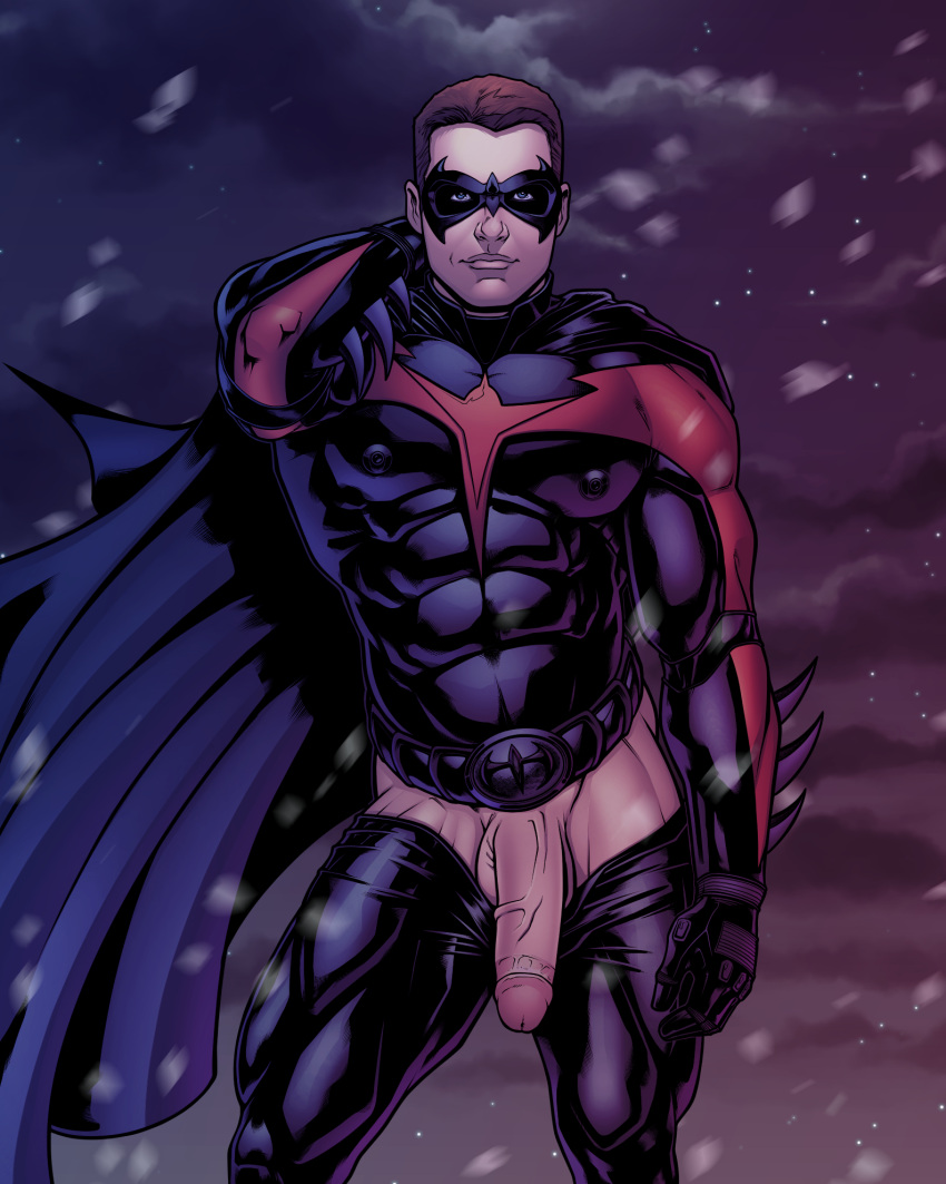 1boy abs actor balls batman_and_robin big_penis blitzturner caucasian caucasian_male celebrity chris_o’donnell_(actor) dc dc_comics dick_grayson in_character male male_only muscles muscular muscular_male nightwing penis solo solo_focus