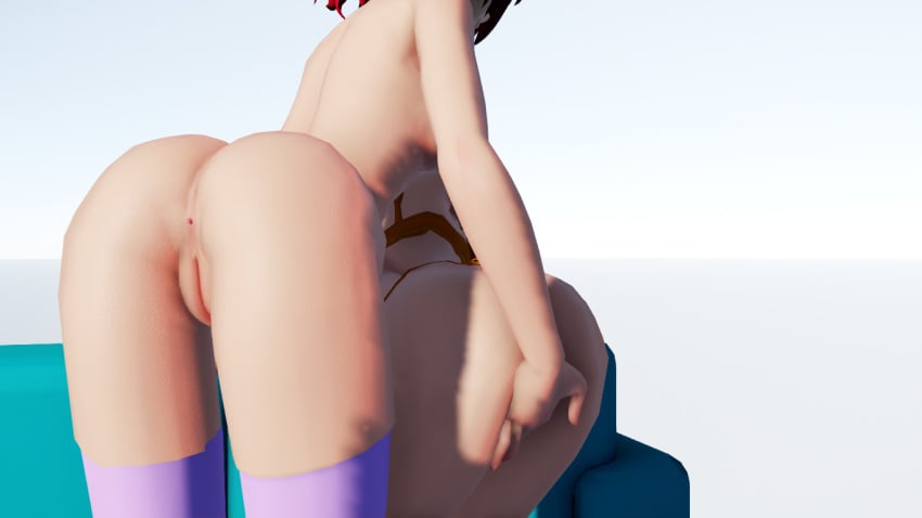 agate_lightvale bete_noire bra fingering fingering_partner glitchtale mmd orange_eyes orange_hair panties pink_eyes pink_hair pink_stockings stockings undertale undertale_au undertale_fanfiction yuri