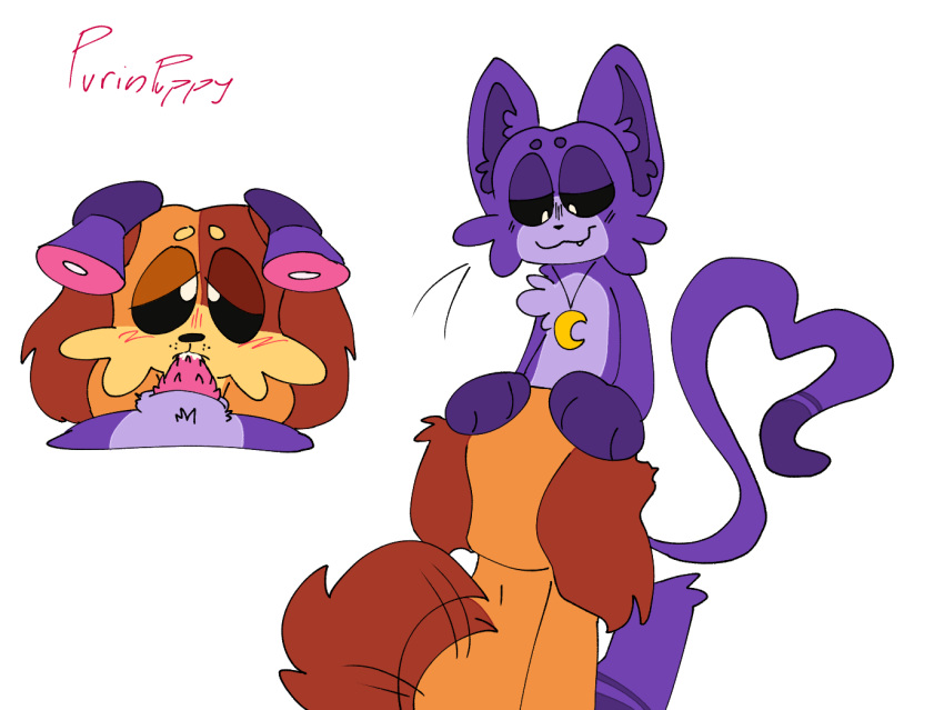 anthro anthro_on_anthro anthro_only cat catnap catnap_(poppy_playtime) critters_(poppy_playtime) dogday_(poppy_playtime) domestic_cat feline furry furry_only gay no_humans poppy_playtime poppy_playtime_(chapter_3) purinpuppy purple_fur purple_skin redraw sex smiling_critters sucking_penis tagme