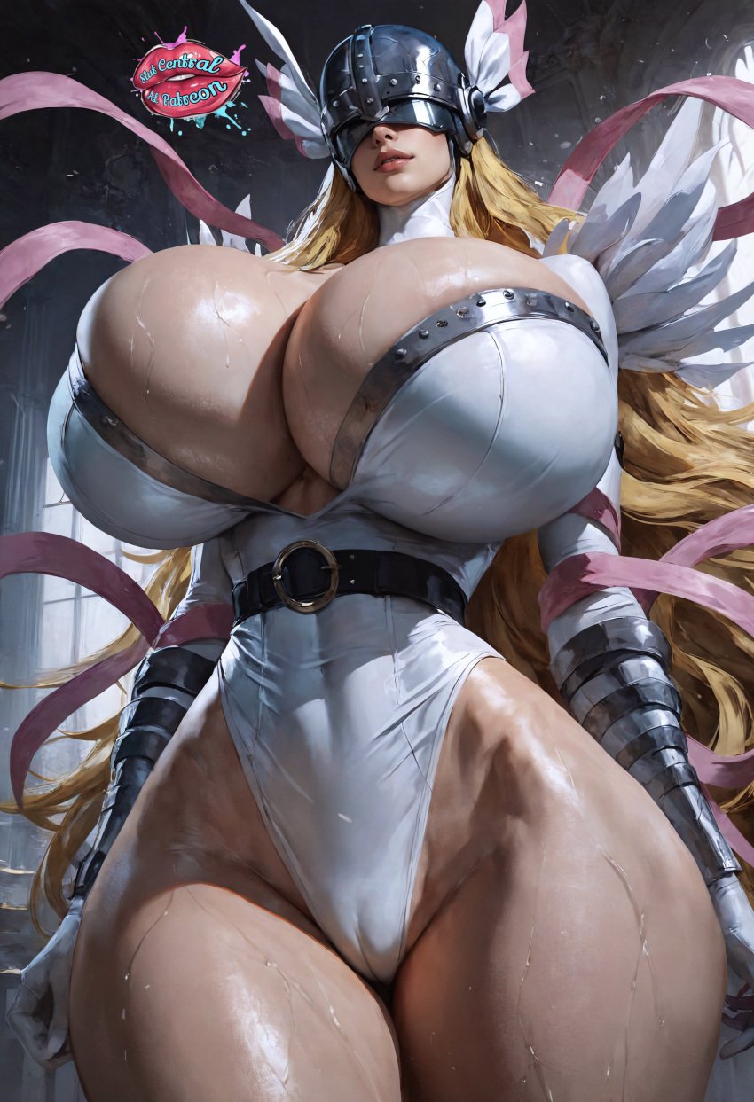 1girls absurd_res ai_generated angewomon big_breasts blonde_hair breasts digimon female female_only gigantic_breasts hi_res highres huge_breasts long_hair slutcentralai solo solo_female thick_thighs wide_hips