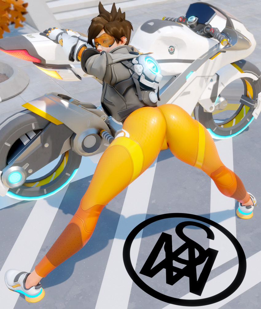 1girls 3d ass ass_focus bent_over bike blender bodysuit brown_eyes brown_hair chronal_accelerator clothed clothing ear_cuff female glasses gloves jacket looking_back middlemansfm motorcycle overwatch overwatch_2 short_hair skin_tight skinsuit sneakers solo solo_female solo_focus spiky_hair spread_legs tight_clothing tinted_eyewear tracer visor