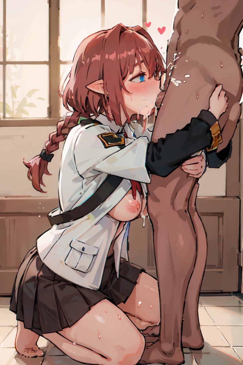 ai_generated braid brown_hair cum_in_mouth deepthroat deepthroat_hug fellatio huge_breasts nude papitasvt pointy_ears ricochetk sex virtual_youtuber vtuber wide_hips