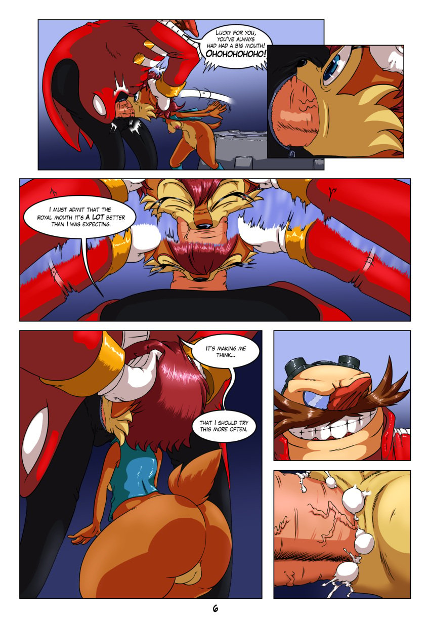 2020 anthro archie_comics ass blue_eyes chipmunk claydust clothed clothing comic dialogue digital_media dr._eggman duo english_text eyelashes female fingers forced genitals grin ground_squirrel hair hi_res male male/female mammal oral oral_penetration page_6 page_number penetration penis pussy rape rodent sally_acorn sciurid sega sex smile sonic_(series) sonic_the_hedgehog_(archie) sonic_the_hedgehog_(comics) sonic_the_hedgehog_(series) speech_bubble text vein