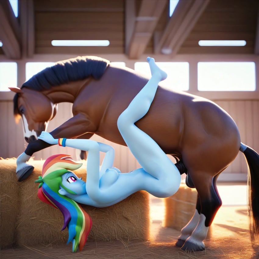 1boy 1girls ai_generated balls barn breasts equestria_girls equine female female_human female_human/male_feral female_humanoid female_on_feral feral feral_on_female feral_on_humanoid feral_penetrating_female feral_penetrating_humanoid furry_male furry_on_humanoid horse horsecock human human_on_feral male male/female male_feral male_feral/female_human male_on_human missionary_position my_little_pony nipples penis rainbow_dash_(mlp) stallion vaginal_penetration zoophilia