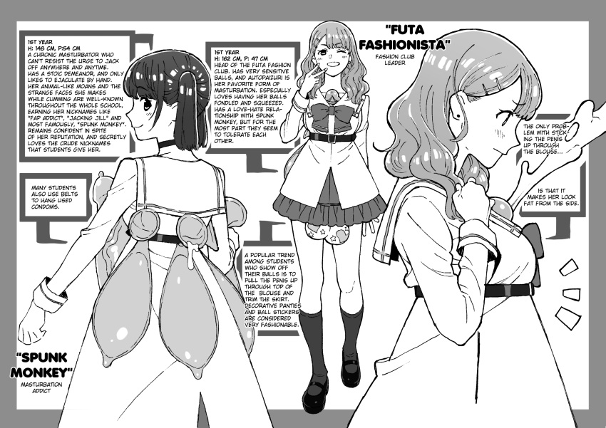 autopaizuri autopaizuri_under_clothes condom_belt dickgirl erection erection_under_clothes futanari kuga_hajime monochrome paizuri paizuri_under_clothes penis penis_under_clothes profile text uncensored