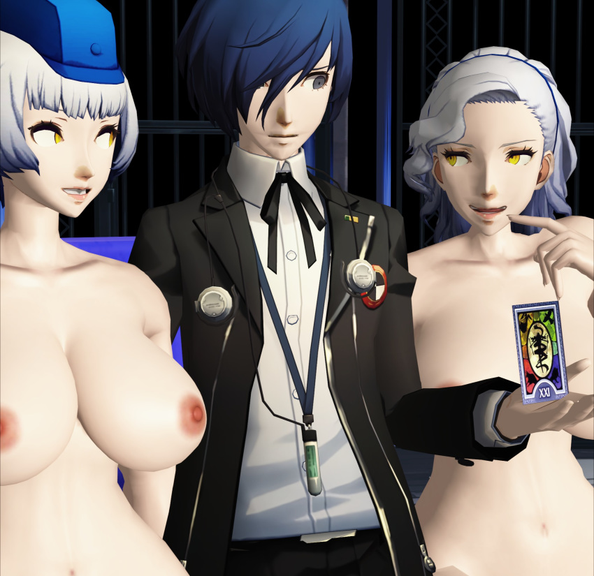 3d atlus clothing elizabeth_(persona) female human makoto_yuki male margaret_(persona) pale_skin persona persona_3 persona_4 personastuffs_(artist) self_upload tagme velvet_room xnalara