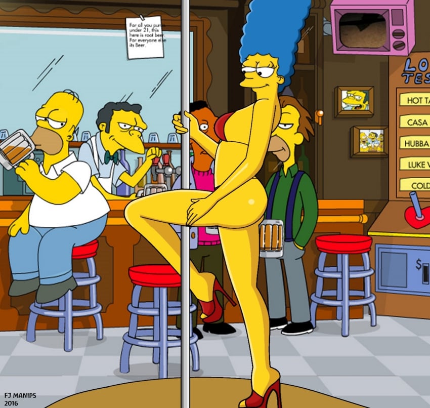 fjm high_heels marge_simpson pole_dancing stripper_pole tagme the_simpsons