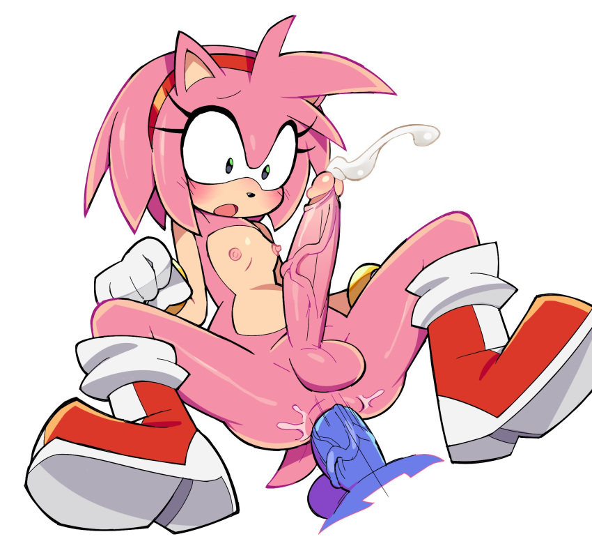 1boy 1futa amy_rose anal anal_sex anthro armwear ass big_penis bottomless cum cum_while_penetrated erect_nipples exposed_torso female footwear foreskin furry futanari glassrunner gloves handwear male male_on_futa mostly_nude nipples penis shoes socks sonic_(series) sonic_the_hedgehog straight topless uncircumcised uncut veiny_penis