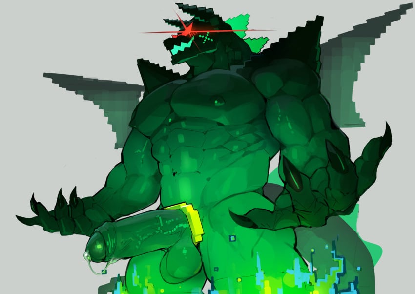 2024 abs absurd_res accessory ajaw_(genshin_impact) anthro biceps bodily_fluids claws cock_ring dendryte_axxon dragon erection finger_claws genital_fluids genitals genshin_impact green_body hi_res horn humanoid_genitalia humanoid_penis jewelry male male_only mihoyo muscular muscular_male mythological_creature mythological_scalie mythology nude pecs penis penis_accessory penis_jewelry precum red_eyes saurian_(genshin_impact) scalie solo solo_male wings