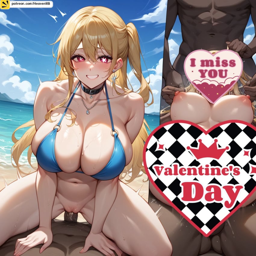 1girls ahe_gao ai_generated anal big_breasts dark-skinned_male double_anal double_penetration gangbang group_sex heavenrb hoshino_ruby huge_breasts multiple_boys oshi_no_ko sex