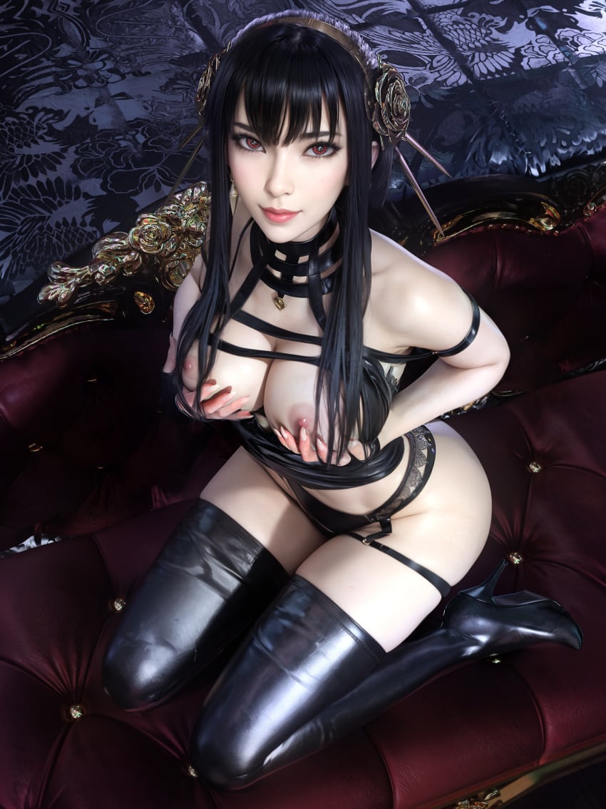 1girls 3d 3d_artwork 3d_model absurd_res absurdres areola areolae asian asian_female athletic athletic_female bangs bare_arms bare_breasts bare_chest bare_shoulders bed bedroom bedroom_setting big_breasts black_bra black_clothes black_clothing black_garter_belt black_gloves black_hair black_heels black_panties black_thigh_boots black_underwear bra breasts breasts_exposed breasts_out breasts_out_of_bra breasts_out_of_clothes busty clothing earrings female female_only fingerless_gloves fingernails fit fit_female french_nails full_body garter_belt gloves gold_earrings gold_hairband hair_tied hair_up hairband hands_on_breasts hands_on_chest hands_on_own_chest heels high_resolution highres human indoors large_breasts legs light-skinned_female light_skin lingerie long_hair looking_at_viewer mature mature_female mature_woman milf mother navel nipples on_bed panties presenting presenting_breasts red_eyes red_lips red_lipstick sevenbees sidelocks sitting_on_bed slight_smile slim_girl slim_waist smile solo spy_x_family stomach thick_thighs thigh_boots thighs underwear yor_briar yor_forger