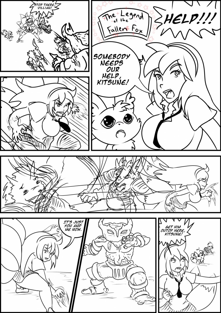 1girls alternate_costume ashur comic comic_page da_ji_(smite) dialogue goddess hi-rez_studios line_art mythology ratatoskr_(smite) senpai_da_ji smite