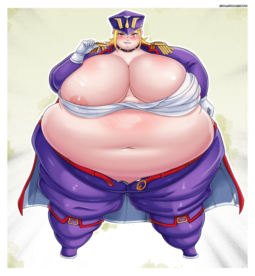 1girls 2022 areola_slip areolae bbw belly belly_overhang big_belly big_breasts breasts cleavage double_chin educabezon fat fat_arms fat_belly fat_female fat_fetish fat_thighs fat_woman gigantic_belly huge_breasts kamiunten_mira mato_seihei_no_slave morbidly_obese morbidly_obese_female obese obese_female overweight overweight_female ssbbw thick_thighs thighs ussbbw weight_gain wide_hips