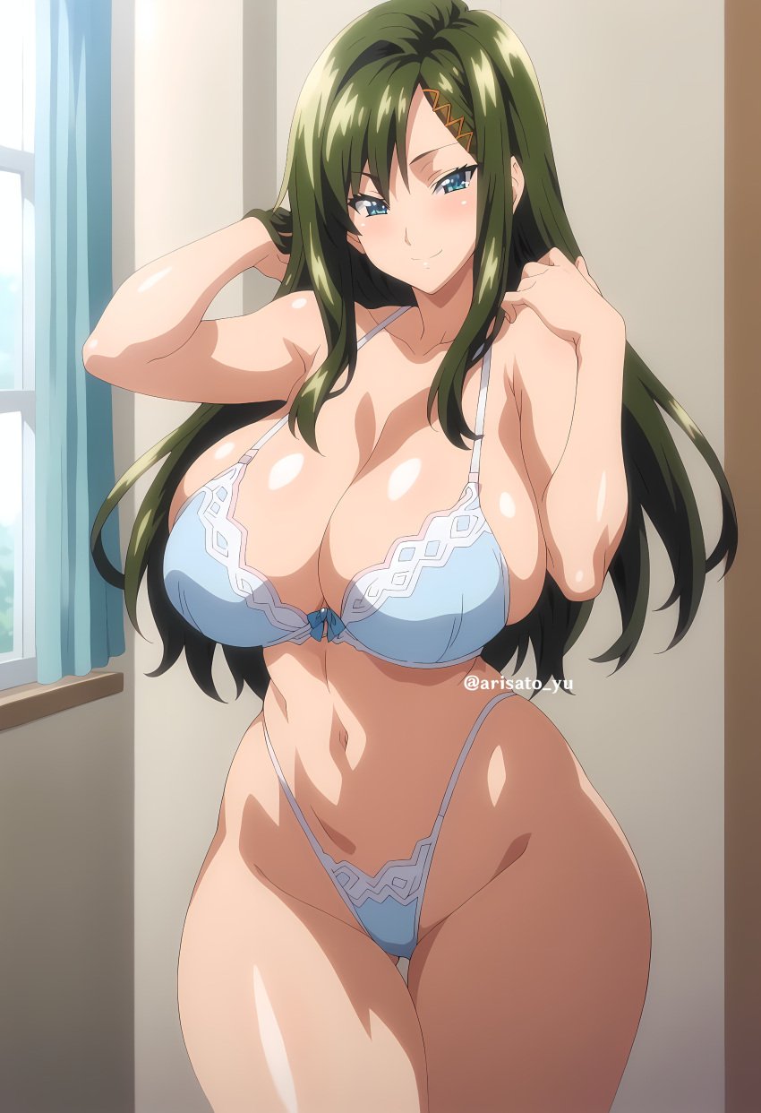 ai_generated arisato_yu big_breasts kizuno_hitomi lingerie tsundero