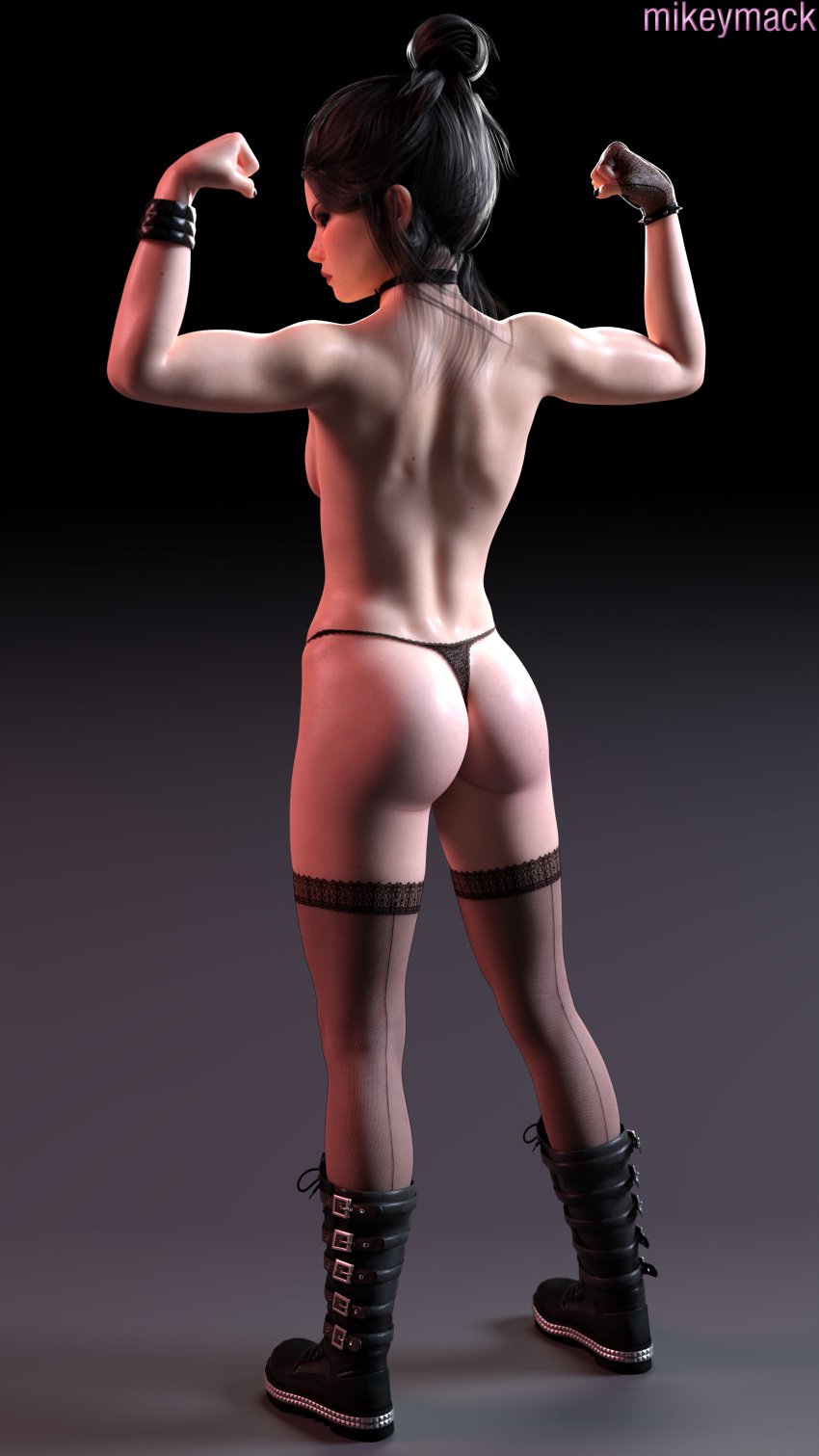 1girls 3d 4k 9:16 absurdres back_muscles cynthia_(mikeymack) female female_only flexing goth highres mikeymack muscles muscular muscular_female solo