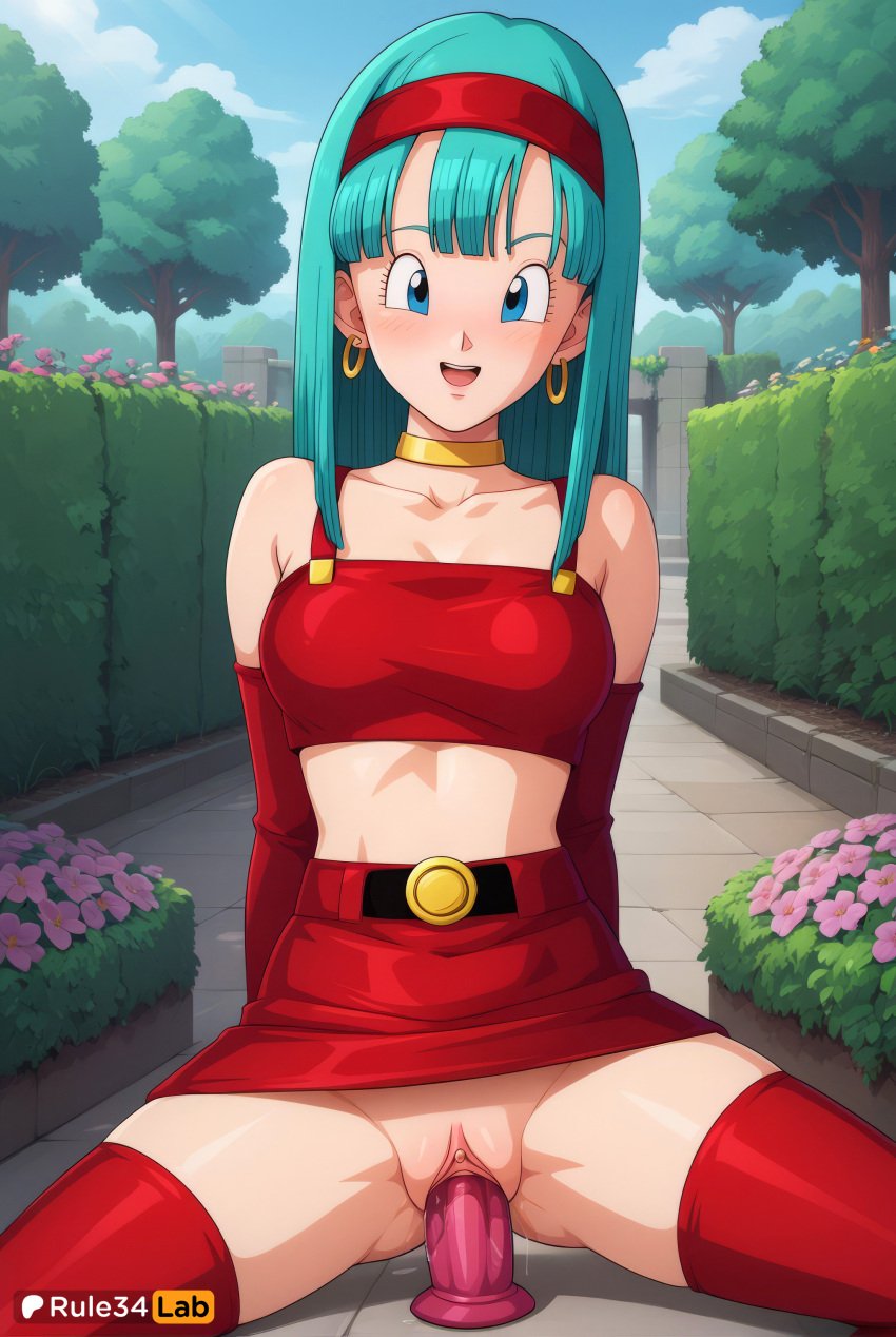 1girls :d ai_generated aqua_hair artist_name bare_shoulders belt blue_eyes blue_hair blue_sky blush bra_(dragon_ball) bra_briefs breasts bush clitoral_hood clitoris cloud collarbone crop_top day dildo dildo_in_pussy dildo_insertion dildo_riding dragon_ball dragon_ball_gt earrings elbow_gloves female_masturbation flower gloves hairband hi_res hoop_earrings jewelry long_hair masturbation medium_breasts midriff no_panties object_insertion open_mouth outdoors public_indecency pussy pussy_juice red_gloves red_hairband red_skirt red_thighhighs rule34lab sex_toy shirt sitting skirt sky smile solo spread_legs thighhighs tree uncensored vaginal_insertion vaginal_masturbation vaginal_object_insertion vaginal_penetration