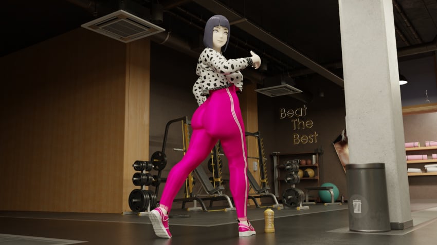 3d gym hyuuga_hinata latex leggings naruto naruto_(series) sexy shiny_clothes