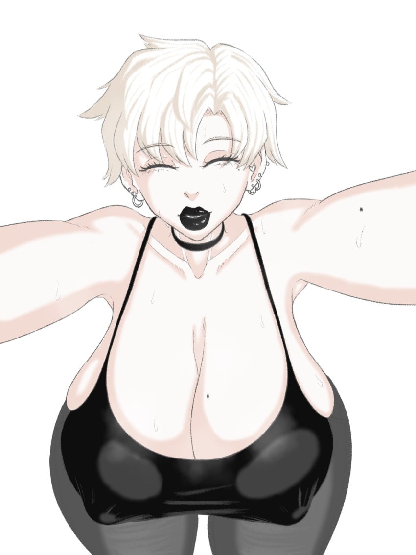 1girls 2024 2d_(artwork) bare_shoulder beauty_mark_on_breasts beauty_spot black_choker black_lips black_lipstick black_shirt black_topwear boobs_bigger_than_head boobs_focus braless breasts breasts_bigger_than_head breasts_focus busty busty_female choker ear_piercing ear_piercings earrings elderly_female female female_focus female_only form_fitting goth_milf grey_pants hag heavy_breasts hi_res huge_boobs huge_breasts lipstick milf milf-chan(truelordpotato) mommy_milkers no_bra no_bra_under_clothes november november_(month) old_hag older_female pale-skinned_female pale_skin pale_skinned_female pants shirt short_hair short_hair_female solo solo_focus spaghetti_strap tight tight_pants tight_topwear tits_bigger_than_head topwear truelordpotato twitter twitter_user_oc white_hair white_hair_female