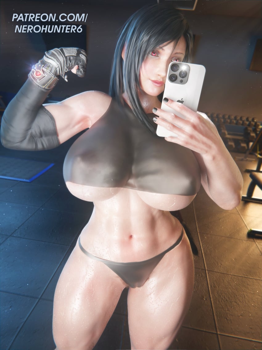 1girls 3d 3d_model big_breasts big_thighs black_hair breasts busty busty_female curvy_female curvy_figure female female_focus female_only final_fantasy final_fantasy_vii final_fantasy_vii_remake hand_on_breast hourglass_figure huge_thighs large_breasts large_thighs light-skinned_female light_skin long_hair looking_at_viewer navel nerohunter6 nipple_bulge nipples nipples_visible_through_clothing partially_clothed revealing_clothes solo solo_focus stomach straight_hair thick thick_hips thick_legs thick_thighs thigh_highs thighhighs thighs thong_panties tifa_lockhart tight_clothing underboob