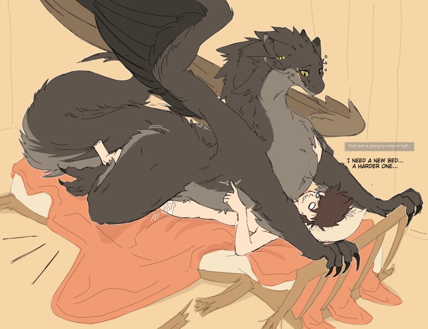 ambiguous_penetration bed broken_bed brown_body brown_fur dominant dominant_female dominant_feral dragon duo feathered_dragon feathered_scalie feathers female female_on_top feral feral_on_top feral_penetrated fluffy fluffy_tail from_front_position fur furniture furred_scalie hi_res human human_on_feral human_penetrating human_penetrating_feral interspecies khalyum male male/female mammal markings mythological_creature mythological_scalie mythology on_bed on_top penetration scalie sex size_difference submissive submissive_male tail yellow_eyes yellow_markings zoophilia