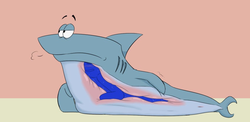 anus blue_body blue_scales breath da~blueguy duo feral fin fish gills hi_res humanoid internal kenny_(kenny_the_shark) kenny_the_shark_(series) marine oral_vore scales semi-anthro shark simple_background soft_vore tail vore x-ray_view