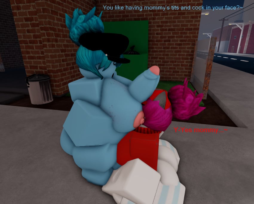 1futa 3d big_ass big_breasts big_penis blue_hair blue_skin dominant_futanari dumbestluck female female_only femsub futa_on_female futadom futanari huge_cock intersex outdoors partially_clothed pink_hair public roblox roblox_avatar roblox_studio robloxian submissive_female thighhighs thighs white_skin