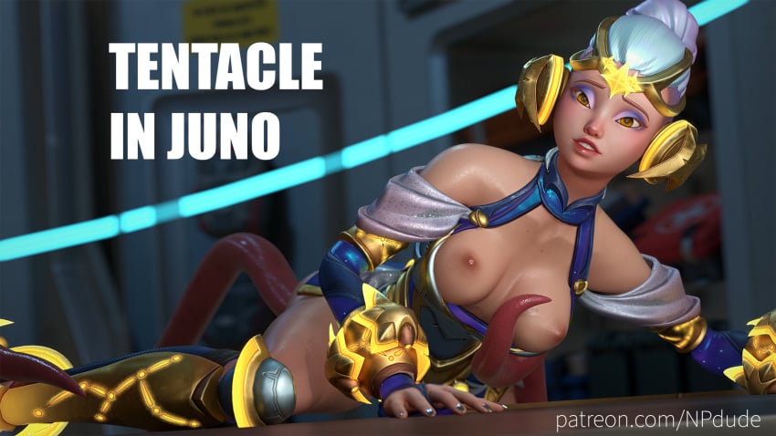 blue_hair breasts brown_eyes clothes juno_(overwatch) overwatch overwatch_2 red_eyes ship tentacle tentacle_hair tentacle_in_pussy tentacle_penetration tentacle_rape tentacle_sex