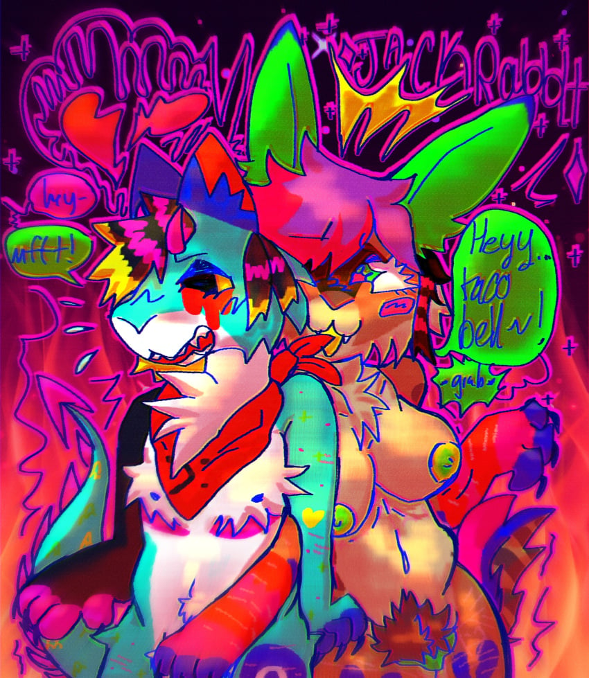 2025 absurd_res animal_genitalia animal_pussy anthro blush blush_lines blush_stickers breasts broken_heart canid canine canine_genitalia canine_pussy canis coontail_hair cute_fangs dialogue diesel_(jackrabbit) domestic_dog dragon duo fangs fire fur furred_dragon furred_scalie genitals hair hi_res horn hotdog_(jackrabbit) husky hybrid jackrabbit_(artist) kerchief lagomorph leporid mammal mastectomy_scar mythological_creature mythological_scalie mythology nipples nonbinary_(lore) nordic_sled_dog pubes pussy rabbit scalie scar shaded spade_tail sparklefur spikes spitz tail teeth trans_(lore) trans_man_(lore) uncomfortable unwanted_touching visibly_trans wiggle wolf