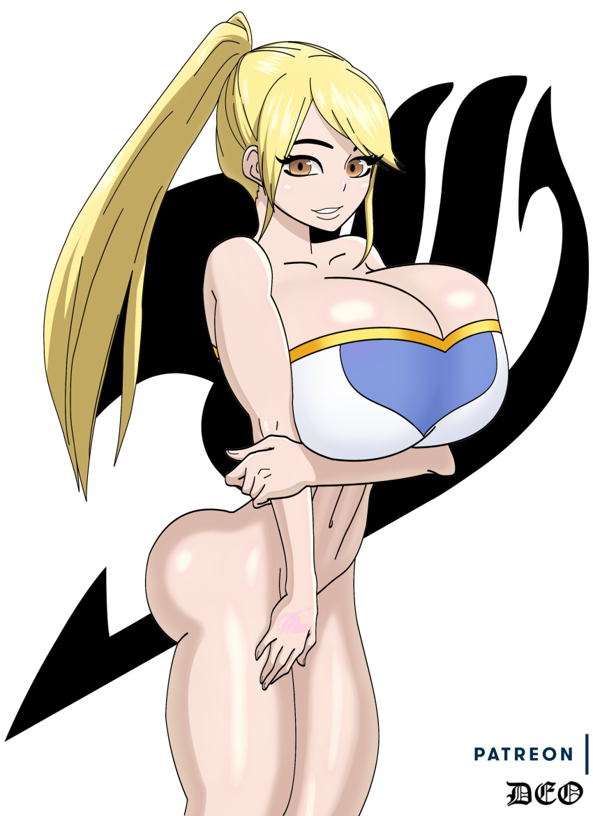 1girls anna_heartfilia ass big_breasts bimbo blonde_hair brown_eyes bubble_ass bubble_butt busty curvy deoarts fairy_tail female female_only holding_breast hourglass_figure huge_breasts large_breasts long_hair looking_at_viewer ponytail pose posing smile solo solo_female standing tattoo tied_hair voluptuous