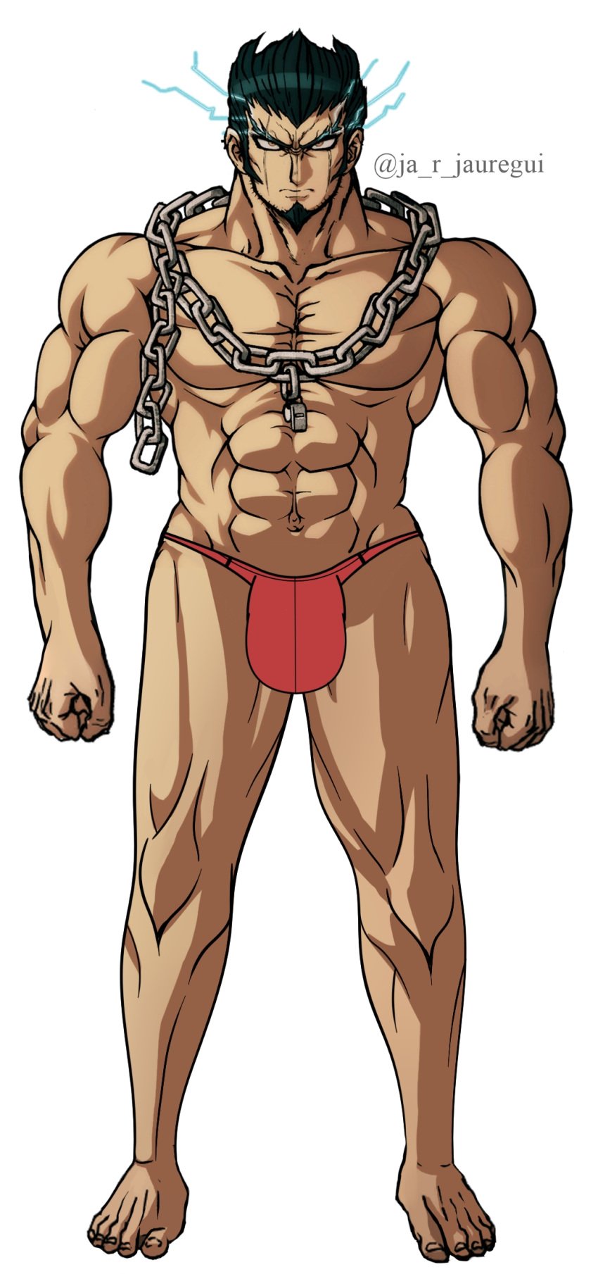 almost_naked bara danganronpa danganronpa_2:_goodbye_despair edit gay ja_r_jauregui male male_only muscles nidai_nekomaru no_visible_genitalia red_thong solo thong underwear