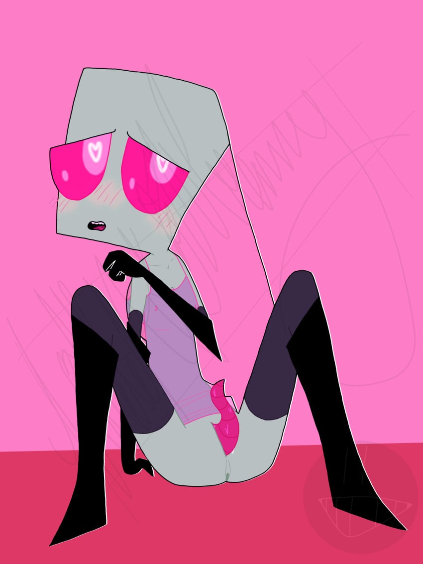 1boy alien alien_genitalia alien_penis antennae anus asshole blush boots butthole collarbone color elbow_gloves embarrassed femboy flat_colors flustered gloves gray_stockings green_skin grey_stockings grey_thighhighs heart_eyes invader_zim irken male male_only mouth_open nickelodeon nipples no_pants pak pink_background pink_eyes simple_background sitting sitting_on_floor smooth_skin solo source_request spread_legs stockings teeth thigh_highs thighhighs three_fingers tongue transparent_clothing zim