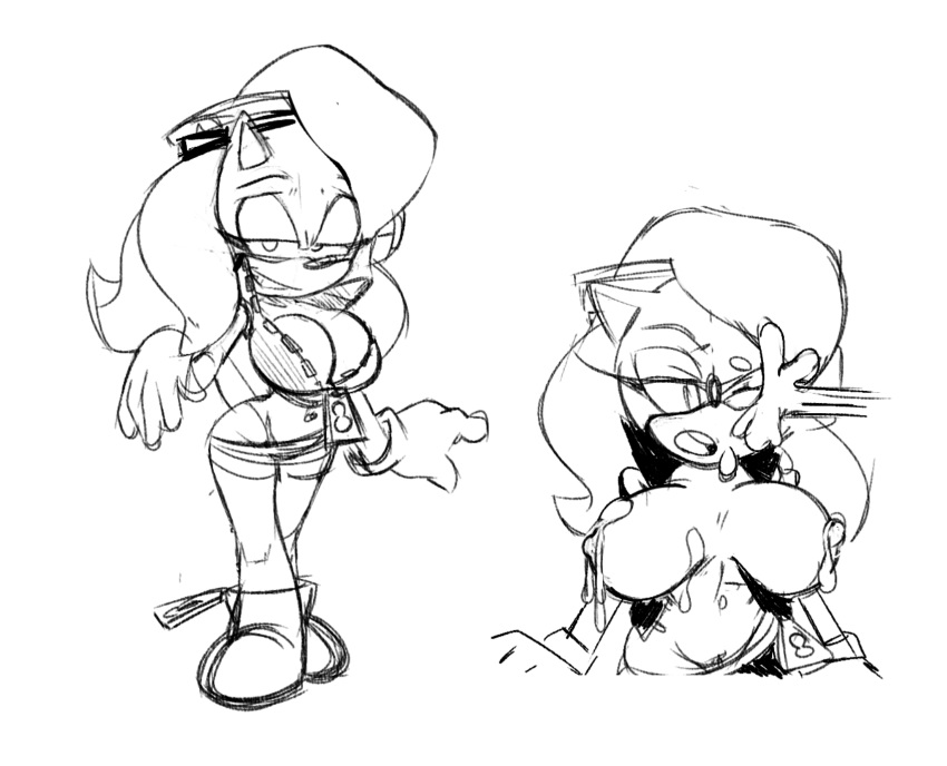 anthro big_breasts bodily_fluids breasts casual_bukkake cosplay cum cum_on_breasts cum_on_face eyelashes female genital_fluids hi_res marina_(splatoon) missphase mobian_(species) monochrome nintendo nipples rule_63 sega solo sonic_(series) sonic_the_hedgehog sonic_the_hedgehog_(series) sonique_the_hedgehog splatoon video_games wide_hips