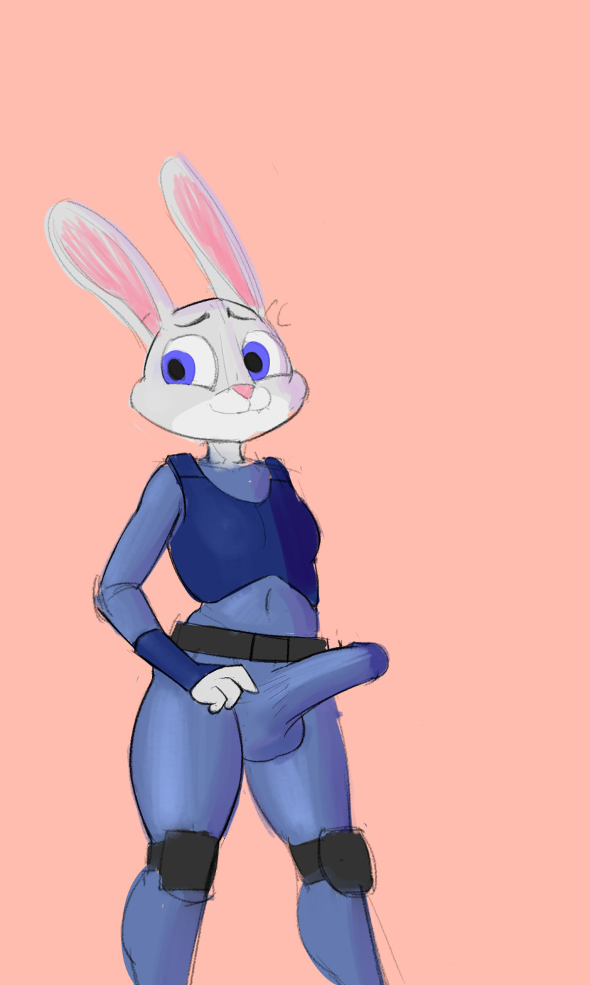 1futa 2020 3:5 anthro ball_bulge balls balls_under_clothes bulge clothing dickgirl disney erection erection_under_clothes erection_under_clothing flat_chest fur furry futa_only futanari genital_outline genitals grey_body grey_fur highres intersex judy_hopps lagomorph leporid mammal penis penis_bulge penis_outline penis_under_clothes pink_background rabbit simple_background solo solo_futa tenting testicles white_fur zambs zootopia