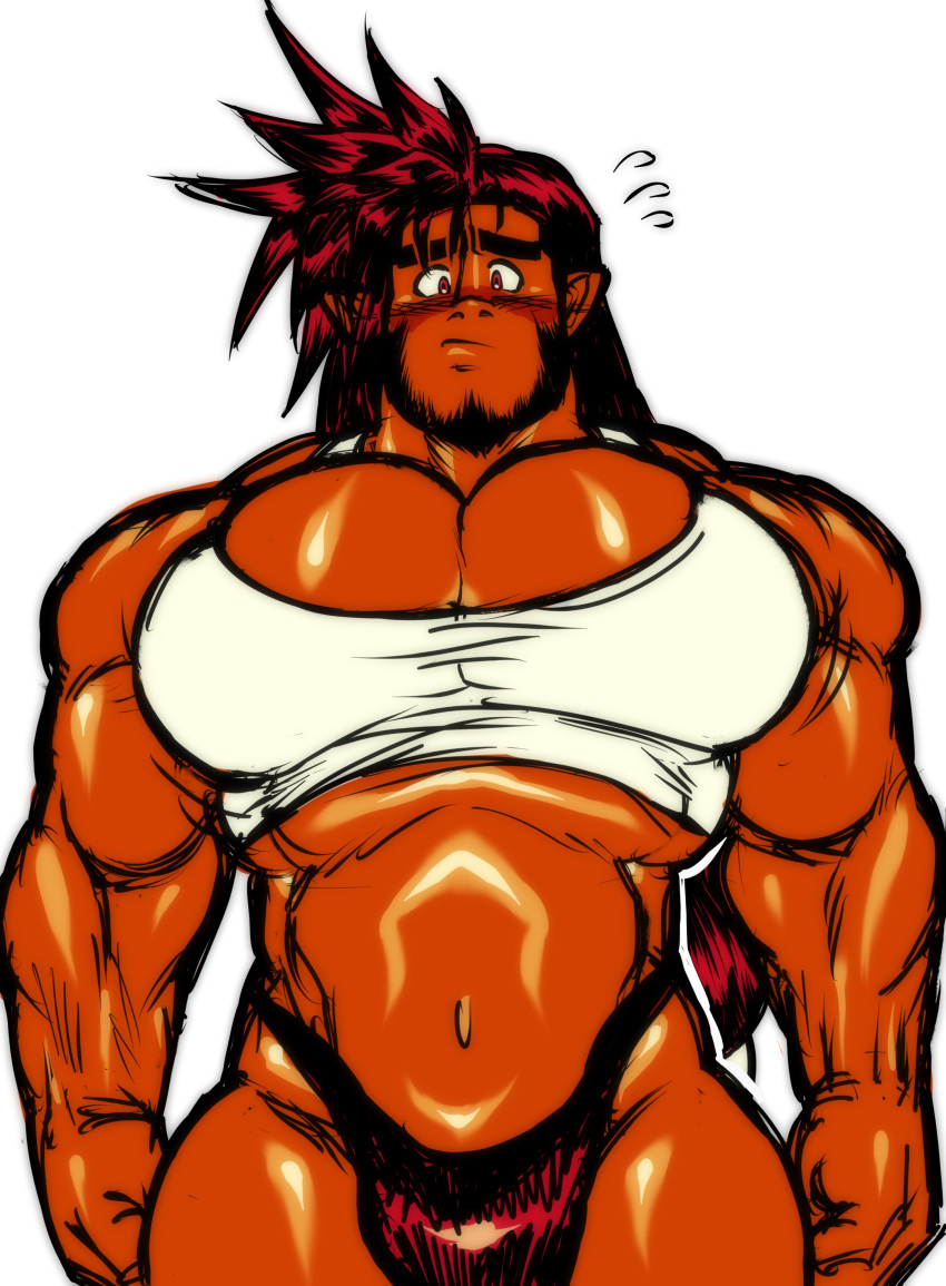 backupcardd bara beard big_pecs blush bulge capsulecomputrz facial_hair male male_only muscles muscular solo solo_male vibriicapsule2