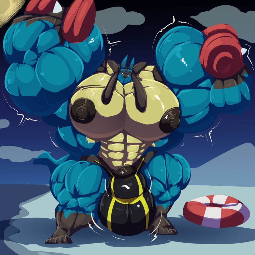 1:1 1boy 5_toes abs anthro anthrofied balls balls_growth bara big_balls big_bulge big_muscles big_penis big_testicles bobert bulge clothing cloud clouds dumbbell furry generation_4_pokemon growth hi_res huge_bulge huge_cock huge_muscles huge_testicles hyper hyper_bulge hyper_genitalia hyper_muscles hyper_penis hyper_testicles lifting livesaver looking_at_viewer lucario male moon muscular night nintendo nipples original_character penis penis_growth pokemon pokemon_(species) pokemon_dppt sky smile solo testicles thick_thighs toes trembling underwear video_games weights what yaoi