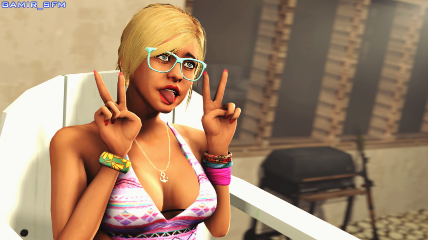 4k ahe_gao bimbo double_v folded_ponytail gamir_sfm glasses grand_theft_auto_v preppy source_filmmaker tied_hair tongue tongue_out tracey_de_santa v