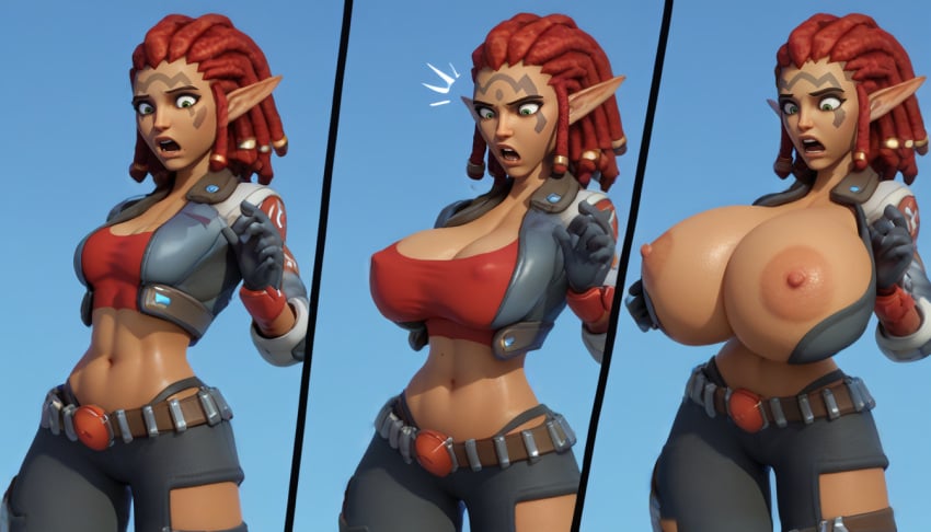 1girls ai_generated ashelin_praxis breast_expansion huge_breasts jak_and_daxter sony_interactive_entertainment