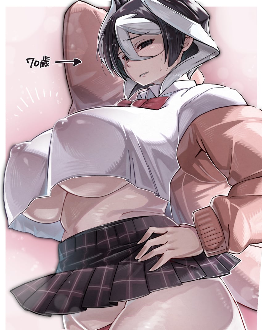 1girls 2d 2d_(artwork) 2d_artwork alternate_costume big_ass big_breasts big_butt black_and_white_hair black_eyes black_hair blush bowtie button_down_shirt cardigan collared_shirt color colored crop_top crop_top_overhang curvy dark_eyes erect_nipples eyebrows_visible_through_hair female female_focus female_only gradient_background hair_between_eyes hand_on_hip hand_on_neck huge_breasts kingofbandit156 large_ass large_breasts looking_at_viewer made_in_abyss mature mature_female microskirt midriff midriff_baring_shirt midriff_showing miniskirt mound_of_venus narrow_waist nipple_bulge nipples nipples_visible_through_clothing no_bra ozen pale-skinned_female pale_skin perky_breasts pink_background plaid_skirt pleated_skirt school_uniform schoolgirl_uniform shiny shiny_ass shiny_breasts shiny_butt shiny_clothes shiny_hair shiny_skin short_hair short_skirt skirt slender_waist slim_waist small_waist solo stretched_clothing stretched_shirt sweat sweatdrop sweater sweating sweaty thick thick_ass thick_butt thick_hips thick_thighs thin_eyebrows thin_waist tiny_waist two_tone_hair underboob undersized_clothes upskirt white_hair wide_hips