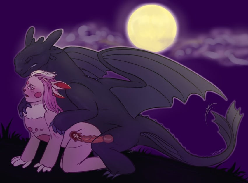 1anthro anthro crossover dark_skin dragon dragon_cock feral feral_on_anthro feral_penetrating_anthro furry how_to_train_your_dragon httyd impregnation luntik's_mom night_fury pink_fur unprotected_sex мама_лунтика