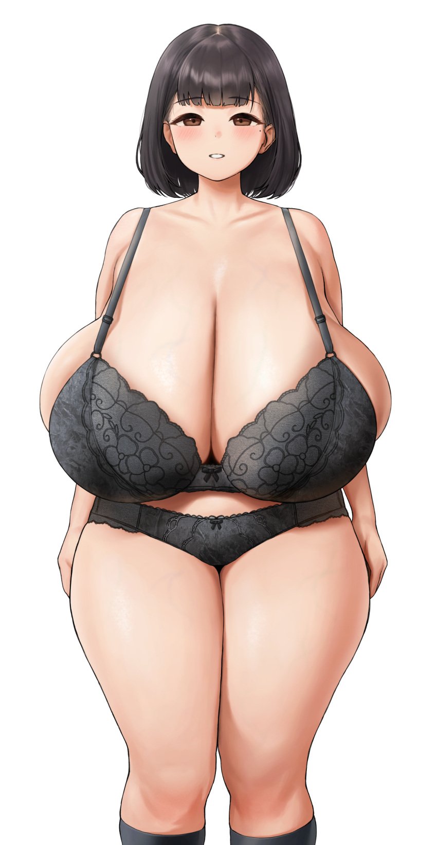 1girls 2d 2d_(artwork) 2d_artwork alternate_version_available arms_at_sides arms_by_side asian asian_female belly big_breasts black_bra black_hair black_lingerie black_panties black_stockings blank_background blush blush_lines blushing blushing_at_viewer bra breast_support breasts breasts_bigger_than_head breasts_bigger_than_torso breasts_squeezed_together brown_eyes cleavage cleavage_overflow collarbone color colored commission curvaceous curvaceous_female curvaceous_figure curvaceous_hips curvaceous_thighs curves curvy curvy_ass curvy_body curvy_female curvy_figure curvy_hips curvy_thighs dangling_breasts deep_cleavage deka_(deka_4242) eyebrows_visible_through_hair female female_focus female_only front_heavy_breasts front_view gritted_teeth hair hanging_breasts heavy_breasts hips_wider_than_shoulders huge_boobs huge_breasts huge_cleavage hyper_breasts inner_hair knees lace-trim_panties lace-trimmed_bra lace-trimmed_panties lace_panties large_breasts lingerie lingerie_only long_cleavage looking_at_viewer low_hanging_breasts massive_breasts mature mature_female medium_hair mole mole_(marking) mole_under_eye mouth_open no_nude nude_version_available outline overboob overflowing_breasts pale-skinned_female pale_skin panties pendulous_breasts plump png sagging_breasts saggy_breasts shiny_skin short_hair shoulder_length_hair sideboob simple_background skindentation slightly_chubby slightly_chubby_female smile smiling smiling_at_viewer socks soft_breasts solid_color_background standing standing_straight stockings swinging_breasts teeth_showing thick thick_ass thick_butt thick_eyelashes thick_hips thick_legs thick_thighs thighs thighs_bigger_than_head thighs_large thighs_together veins veins_on_breasts veiny_breasts veiny_thighs voluptuous voluptuous_female white_background wide_breasts