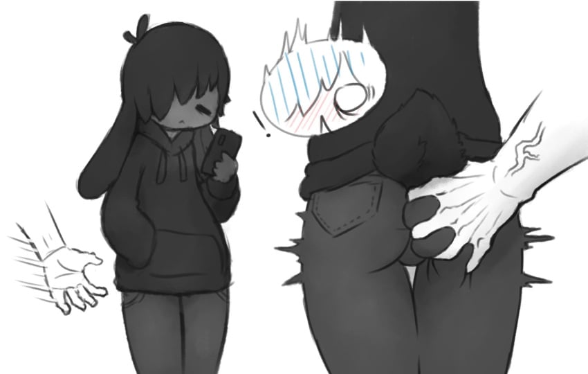 blush bunny_boy femboy groping groping_ass lonely_cri male_only shocked sweater