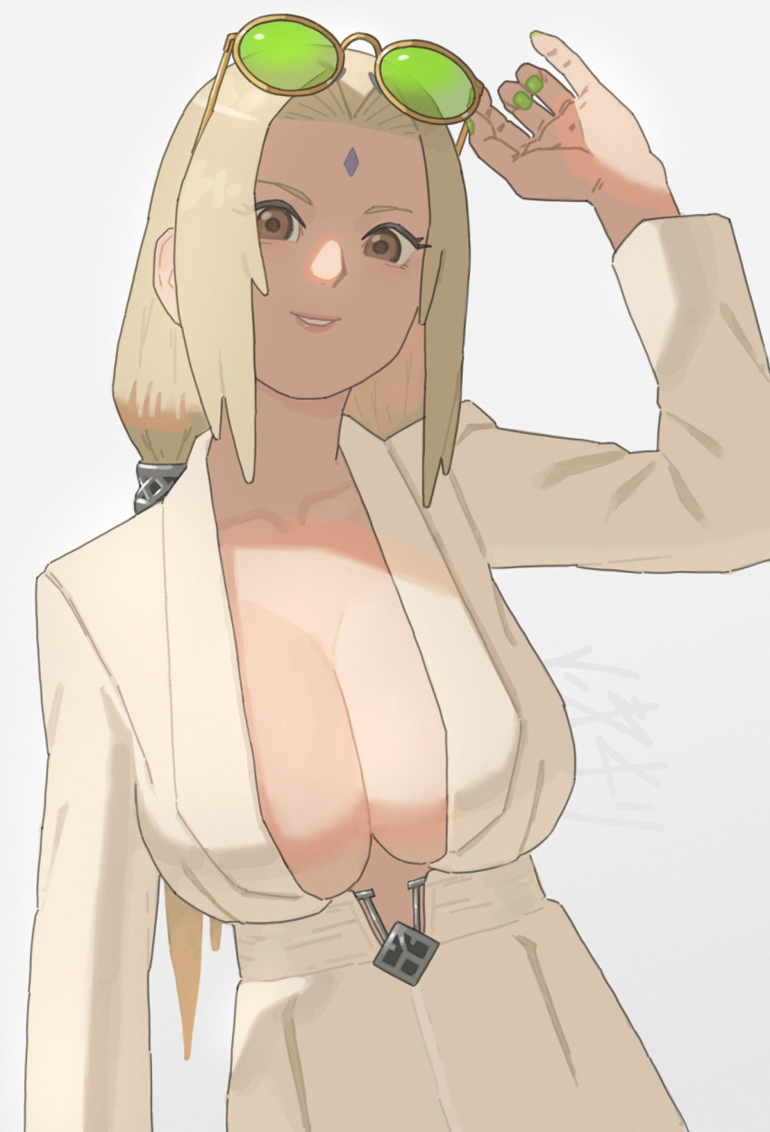 1girls alternate_version_available big_breasts bimbo blonde_hair boruto:_naruto_next_generations breasts breasts_out breasts_outside brown_eyes business_suit busty cleavage clothed clothing cute female female_focus female_only forehead_jewel forehead_mark fully_clothed green_nail_polish green_nails hair_ornament hi_res high_resolution highres inner_sideboob jacket large_breasts light-skinned_female light_skin lips lipstick looking_at_viewer makeup mature mature_female n3fv7kqw nail_polish naruto naruto:_the_last naruto_(classic) naruto_(series) naruto_shippuden no_bra painted_nails pale-skinned_female pale_skin pink_lips pink_lipstick pinup pose posing presenting_breasts shounen_jump shueisha skimpy skimpy_clothes smile smiling smiling_at_viewer solo solo_female solo_focus standing sunglasses sunglasses_on_head sunglasses_removed tied_hair tsunade twintails very_high_resolution voluptuous weekly_shonen_jump