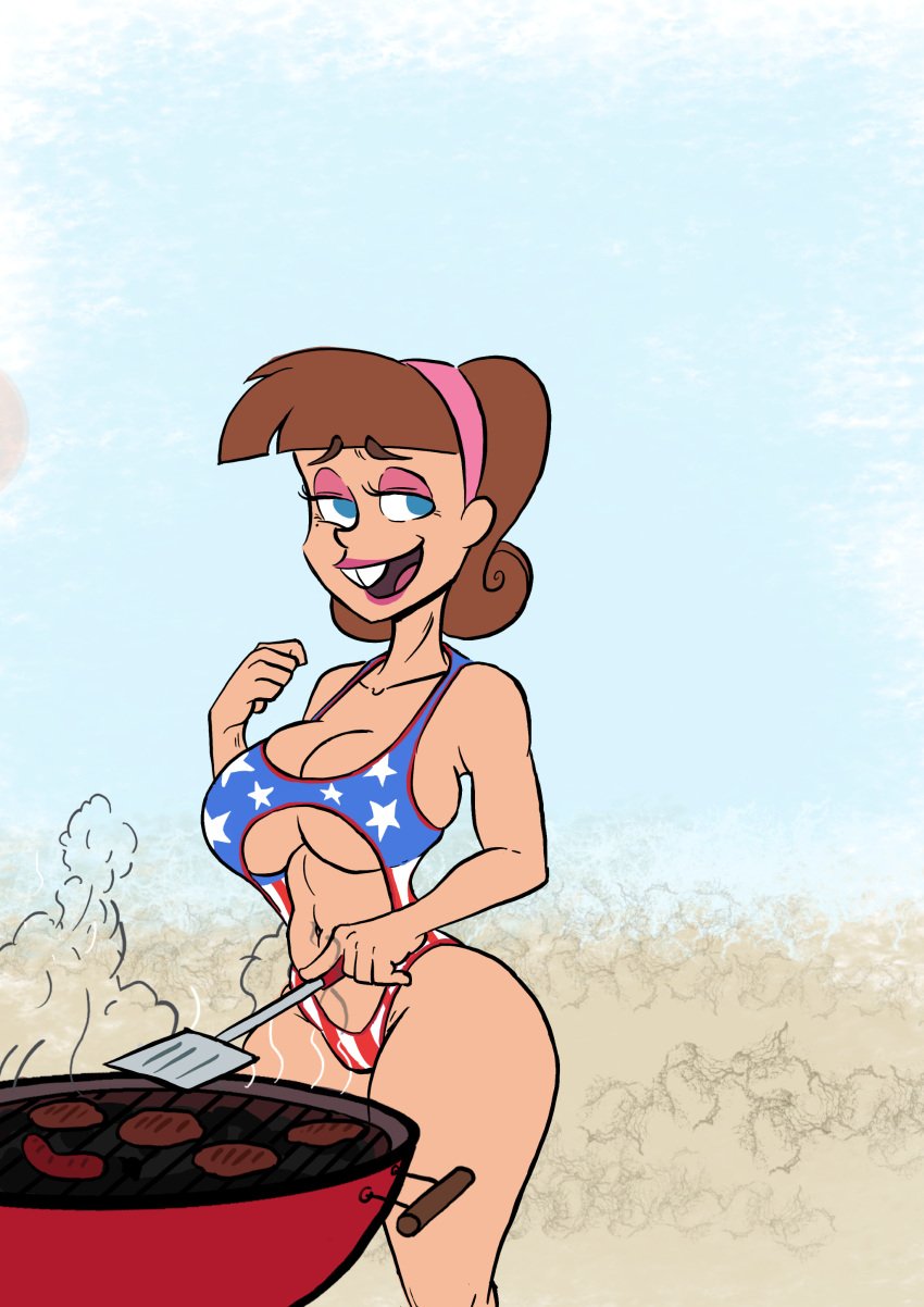 4th_of_july aged_up american_flag_bikini barbecue bbq big_ass big_breasts bikini blue_eyes brown_hair brown_hair cooking food gearfou genderswap_(mtf) grill grilling hamburger large_ass large_breasts mature_female milf nickelodeon rule_63 solo_female swimsuit the_fairly_oddparents thick_thighs timantha timmy_turner wide_hips