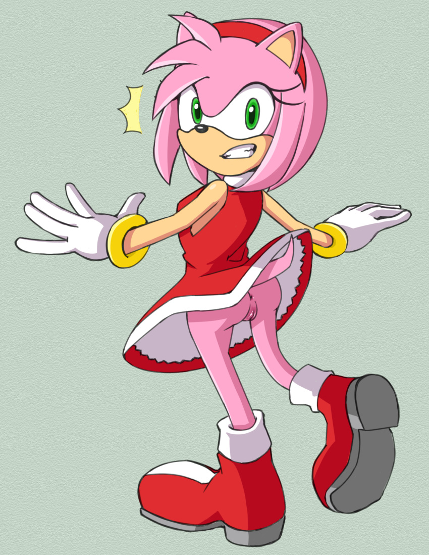 amy_rose anus artist_request bottomless clothed clothing eulipotyphlan female genitals hedgehog hi_res looking_back mammal myt_626 no_panties pussy solo sonic_(series) sonic_the_hedgehog_(series) upskirt