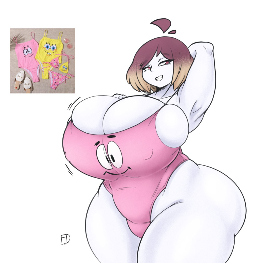 1girls big_breasts breasts cleavage female female_only fiffer huge_breasts large_breasts one-piece_swimsuit patrick_star smooth_skin solo spongebob_squarepants spongebob_squarepants_(character) swimsuit thick_thighs wide_hips