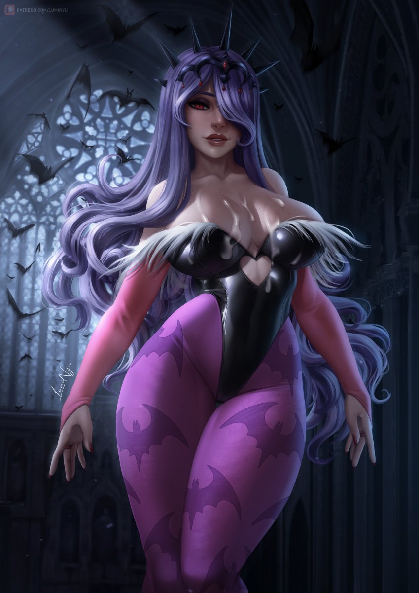 1girls animal_print arms_at_sides bare_shoulders bat bat_wings bats big_breasts breasts bridal_gauntlets camilla_(fire_emblem) cleavage clothing clothing_cutout collarbone cosplay cum cum_between_breasts cum_drip cum_dripping cum_on_body cum_on_breasts cum_on_chest cum_on_clothes cum_on_clothing cum_on_upper_body cumshot curly_hair curvy darkstalkers elbow_gloves female female_only fire_emblem fire_emblem_fates gloves gumroad_logo gumroad_username hair_ornament hair_over_one_eye hartman_hips heart_cutout highleg highleg_leotard highres hips indoors large_breasts legs_together leotard lips long_hair looking_at_viewer luminyu medium_breasts mole mole_on_breast morrigan_aensland morrigan_aensland_(cosplay) nail_polish nintendo pantyhose parted_lips patreon_logo patreon_username print_legwear purple_gloves purple_hair red_eyes red_nails smile solo solo_female standing strapless strapless_leotard thick_thighs thigh_gap thighs thunder_thighs tiara tight_clothing twitter_logo twitter_username vampire very_long_hair video_game video_game_character video_games voluptuous web_address white_skin