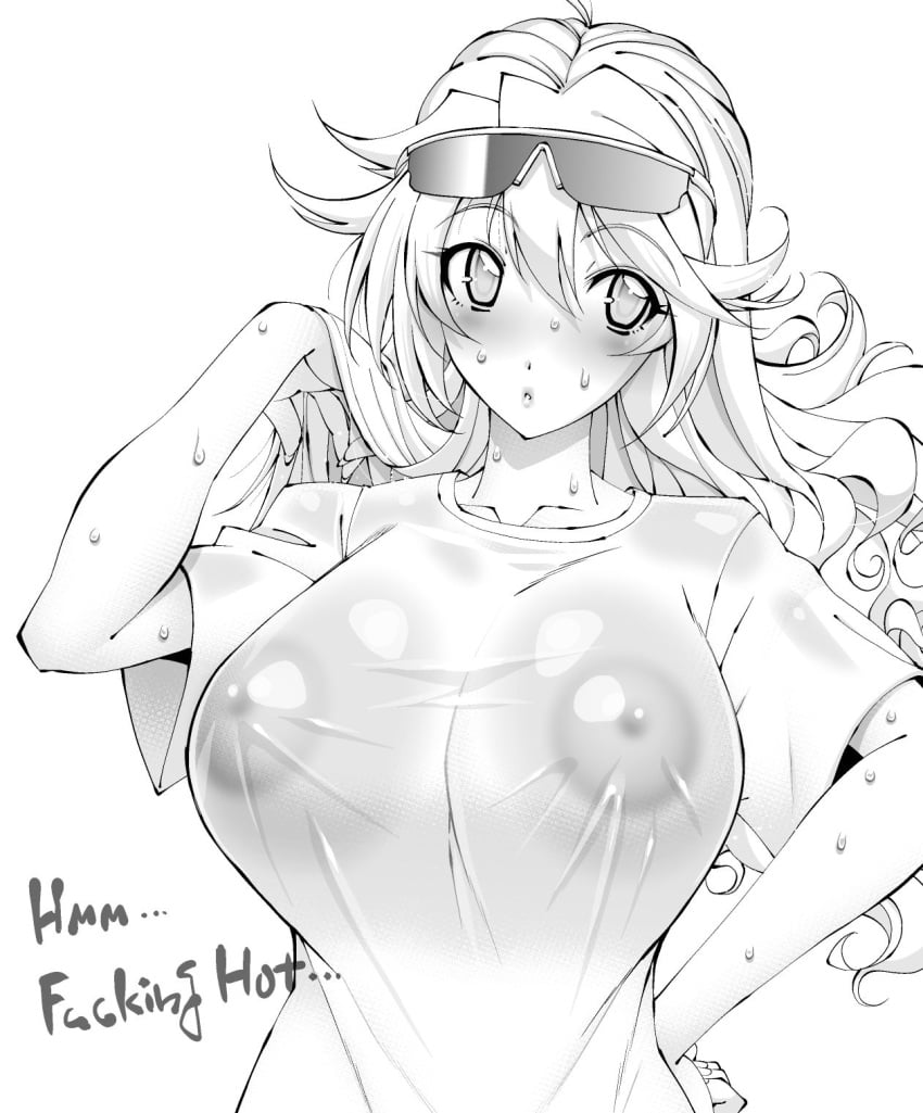 female large_breasts long_hair monochrome rakko rakko_(r2) sandy_bash suketto_sanjou!!