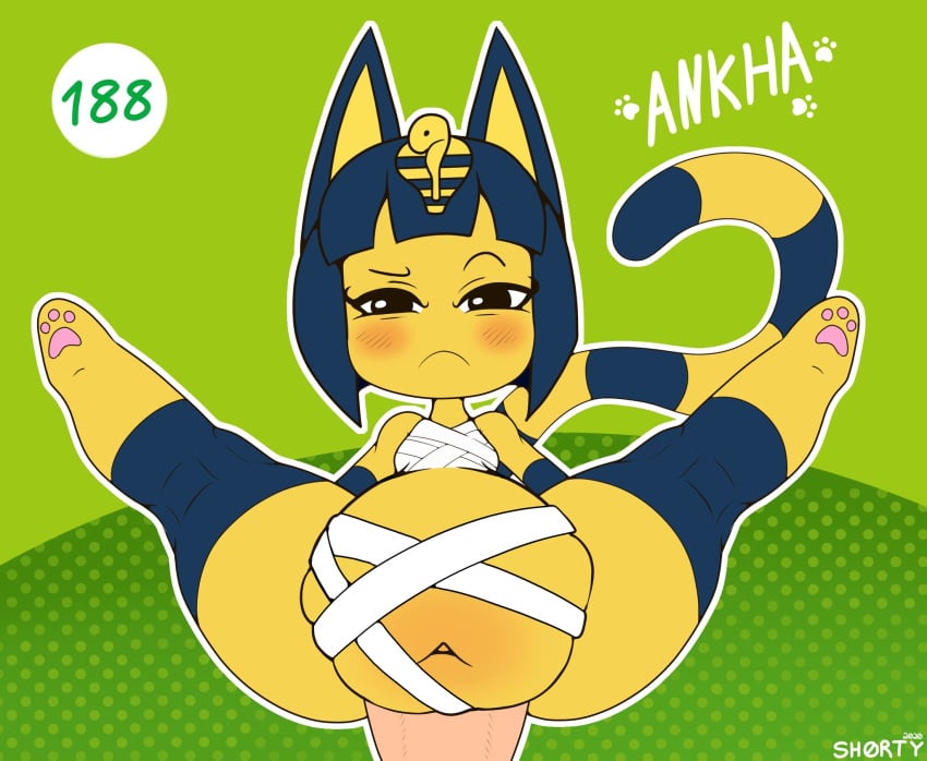 2020 animal_crossing ankha blush cum cum_inflation cum_inside disembodied_penis looking_at_viewer nintendo penis serious shorty_stories source_request spread_legs stomach_bulge