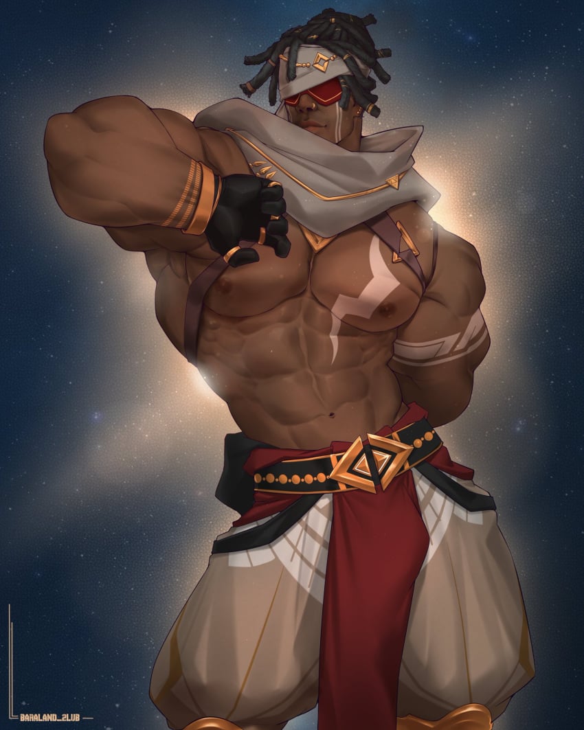 2lubkhland abs african african_male biceps big_chest big_pecs bulging_biceps dark-skinned_male dark_skin eremite_stone_enchanter_(genshin_impact) genshin_impact huge_chest huge_pecs male male_only markings melanin muscles muscular muscular_male pecs shirtless_male smooth_chest smooth_skin