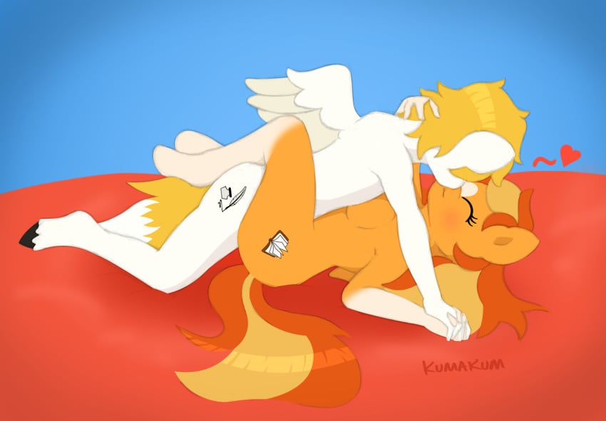 anthro duo equid equine female furry hasbro heart hi_res horse kumakum lying male male/female mammal missionary_position my_little_pony on_back pegasus romantic_ambiance serenity_(oc) sex vaginal_penetration white_feather_(oc) wings